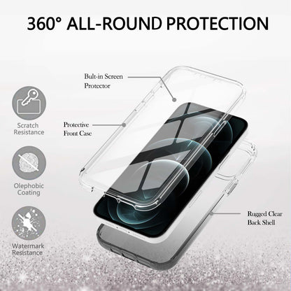 LA1 Series Gradient Color Full Protection 3-in-1 Shockproof Hard PC Frame + Soft TPU Back Protective Phone Case Built-in PET Screen Protector for Apple iPhone 12/12 Pro 6.1 inch