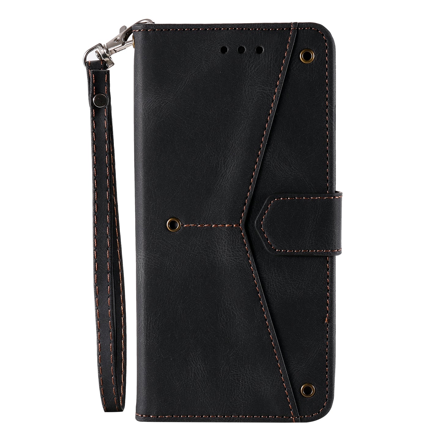 PU Leather Wallet Phone Case Rivet Decor Cover Stand Case Cover for iPhone 13 Pro 6.1 inch