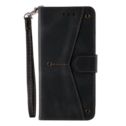 PU Leather Wallet Phone Case Rivet Decor Cover Stand Case Cover for iPhone 13 Pro 6.1 inch