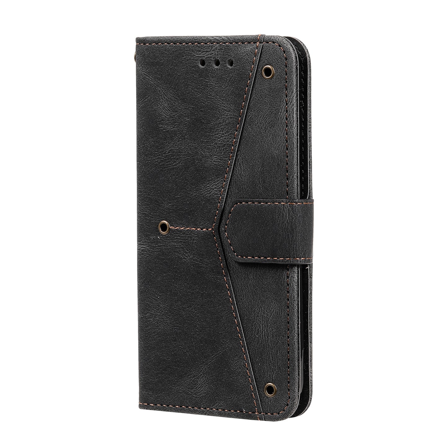 PU Leather Wallet Phone Case Rivet Decor Cover Stand Case Cover for iPhone 13 Pro 6.1 inch