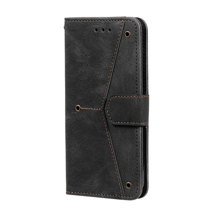 PU Leather Wallet Phone Case Rivet Decor Cover Stand Case Cover for iPhone 13 Pro 6.1 inch