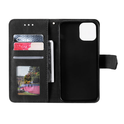 PU Leather Wallet Phone Case Rivet Decor Cover Stand Case Cover for iPhone 13 Pro 6.1 inch