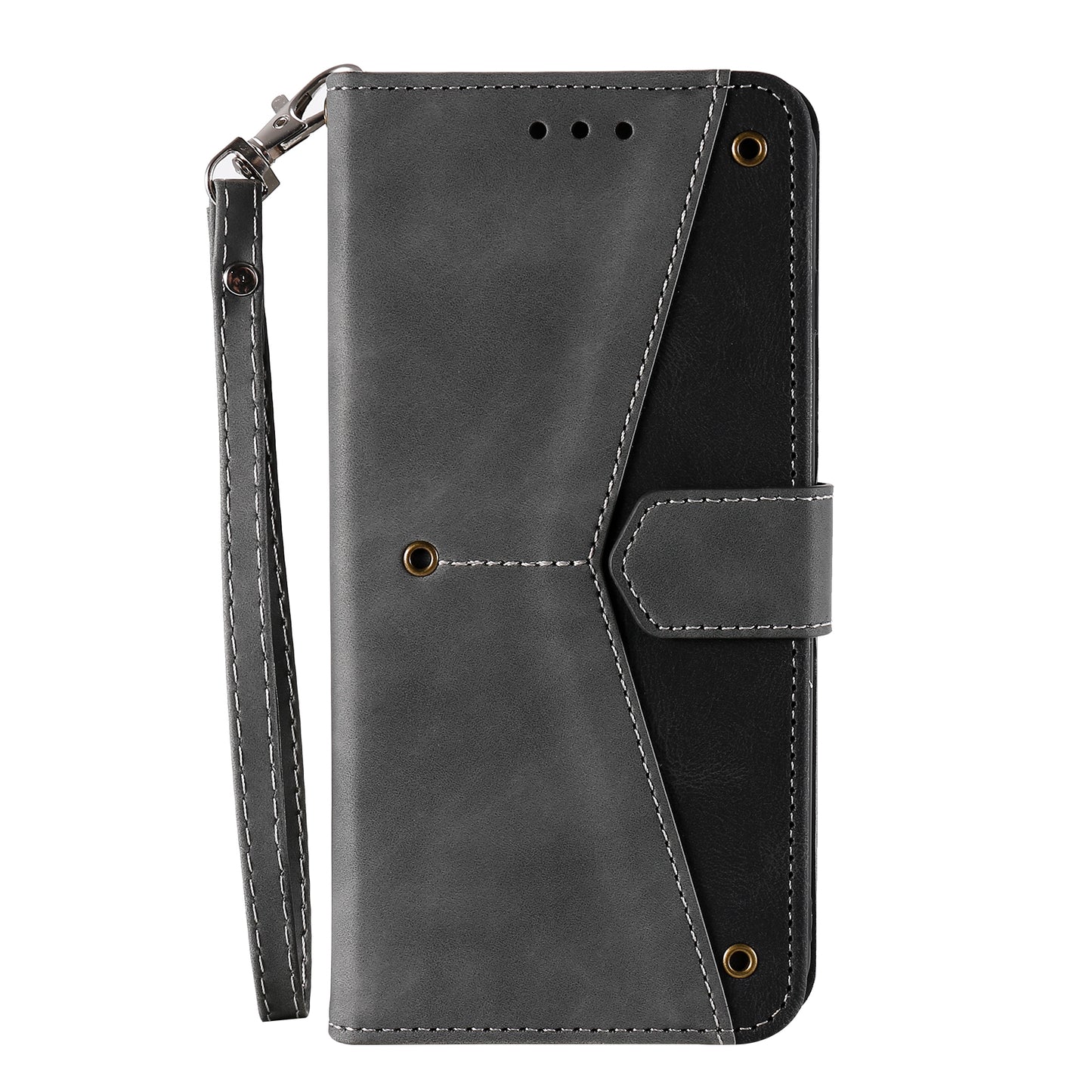 PU Leather Wallet Phone Case Rivet Decor Cover Stand Case Cover for iPhone 13 Pro 6.1 inch