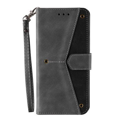 PU Leather Wallet Phone Case Rivet Decor Cover Stand Case Cover for iPhone 13 Pro 6.1 inch