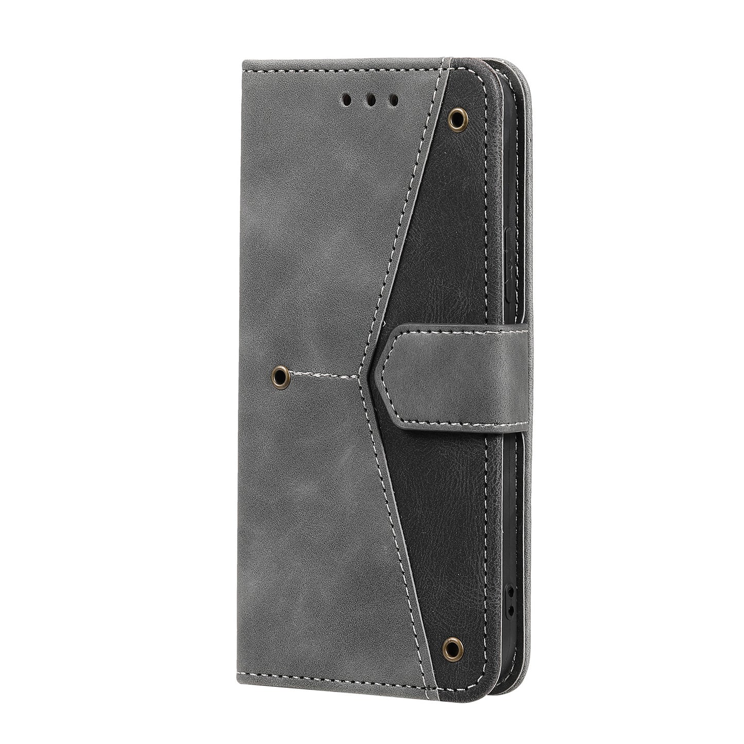 PU Leather Wallet Phone Case Rivet Decor Cover Stand Case Cover for iPhone 13 Pro 6.1 inch