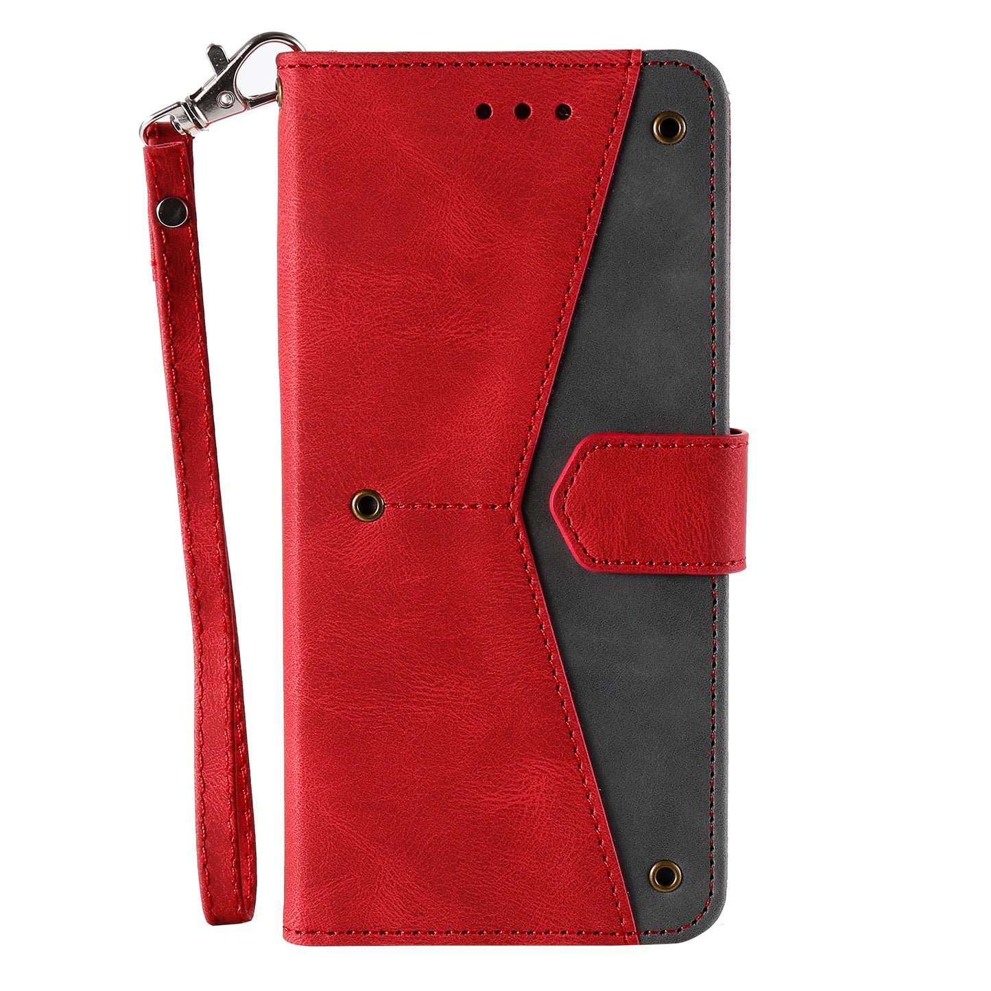 PU Leather Wallet Phone Case Rivet Decor Cover Stand Case Cover for iPhone 13 Pro 6.1 inch