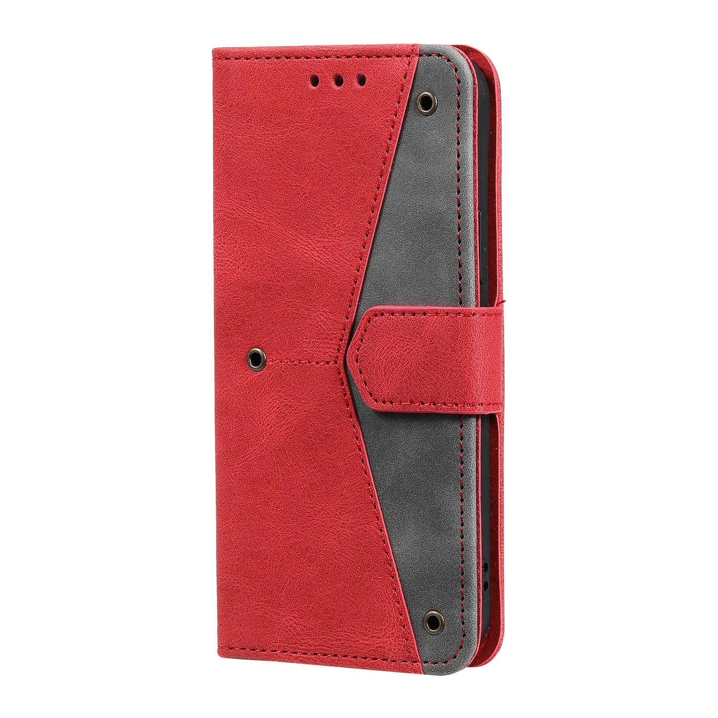 PU Leather Wallet Phone Case Rivet Decor Cover Stand Case Cover for iPhone 13 Pro 6.1 inch