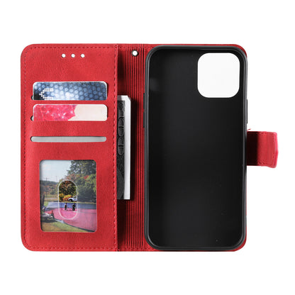 PU Leather Wallet Phone Case Rivet Decor Cover Stand Case Cover for iPhone 13 Pro 6.1 inch