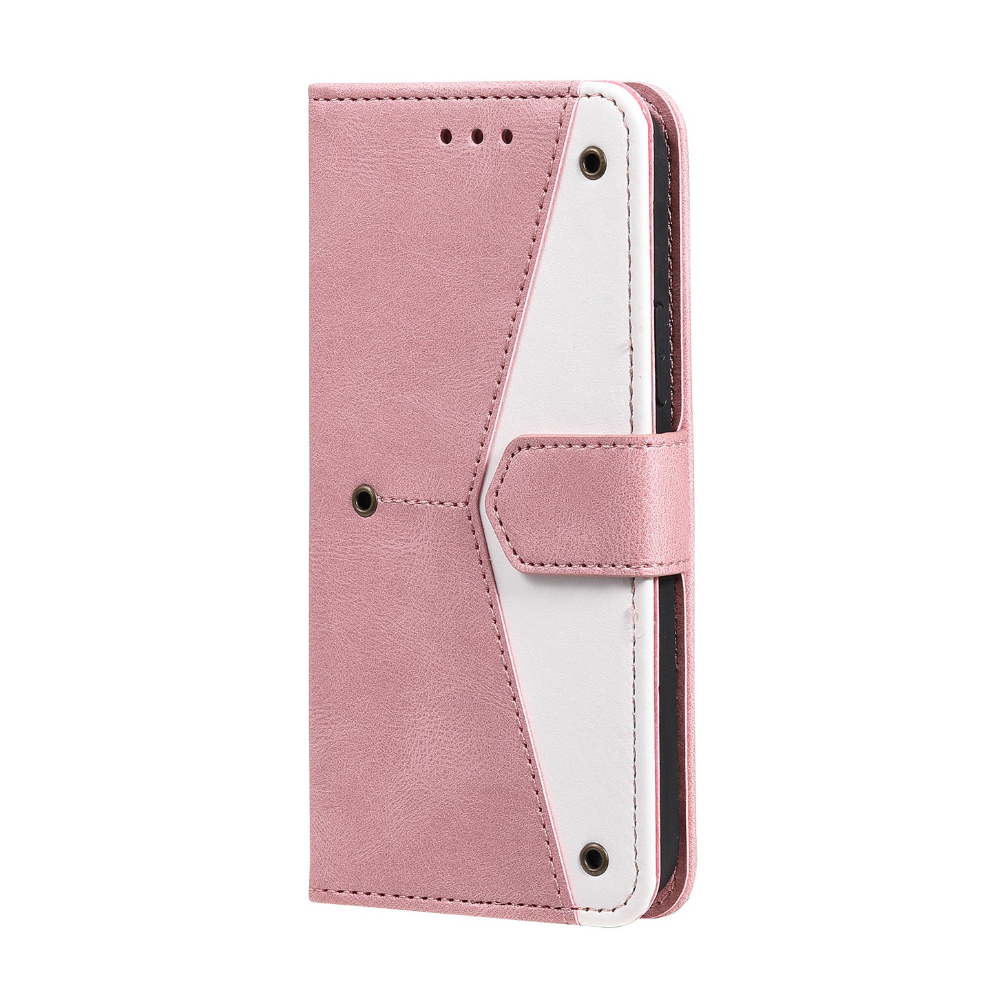 PU Leather Wallet Phone Case Rivet Decor Cover Stand Case Cover for iPhone 13 Pro 6.1 inch