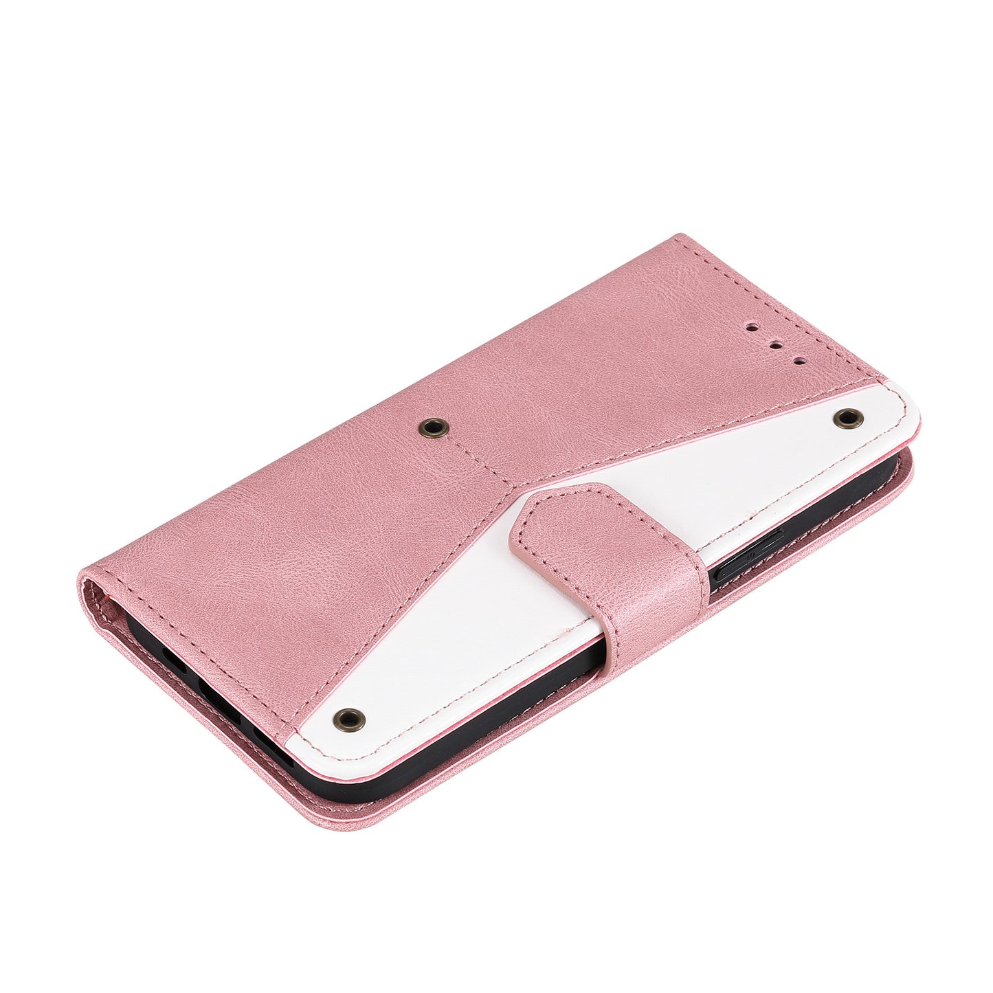 PU Leather Wallet Phone Case Rivet Decor Cover Stand Case Cover for iPhone 13 Pro 6.1 inch