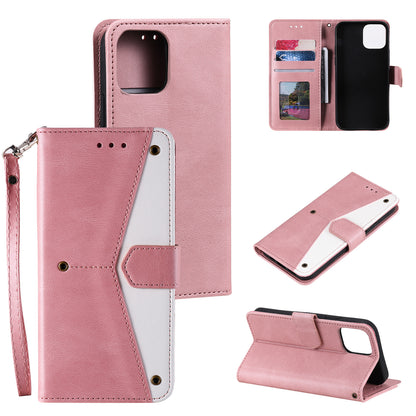 PU Leather Wallet Phone Case Rivet Decor Cover Stand Case Cover for iPhone 13 Pro 6.1 inch