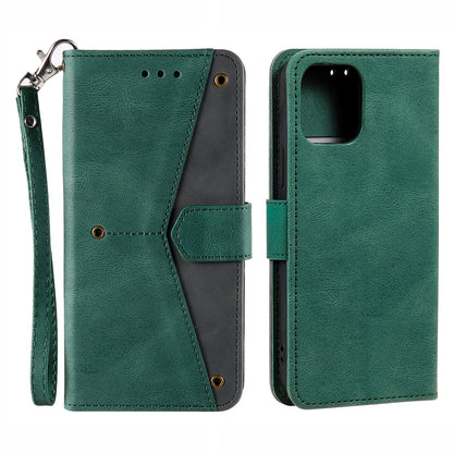 PU Leather Wallet Phone Case Rivet Decor Cover Stand Case Cover for iPhone 13 Pro 6.1 inch