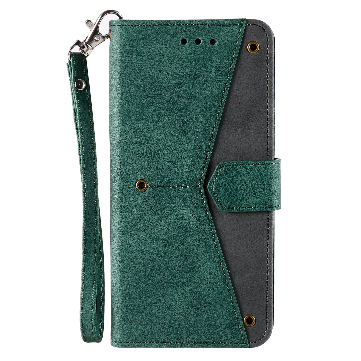 PU Leather Wallet Phone Case Rivet Decor Cover Stand Case Cover for iPhone 13 Pro 6.1 inch