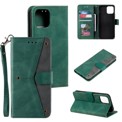 PU Leather Wallet Phone Case Rivet Decor Cover Stand Case Cover for iPhone 13 Pro 6.1 inch