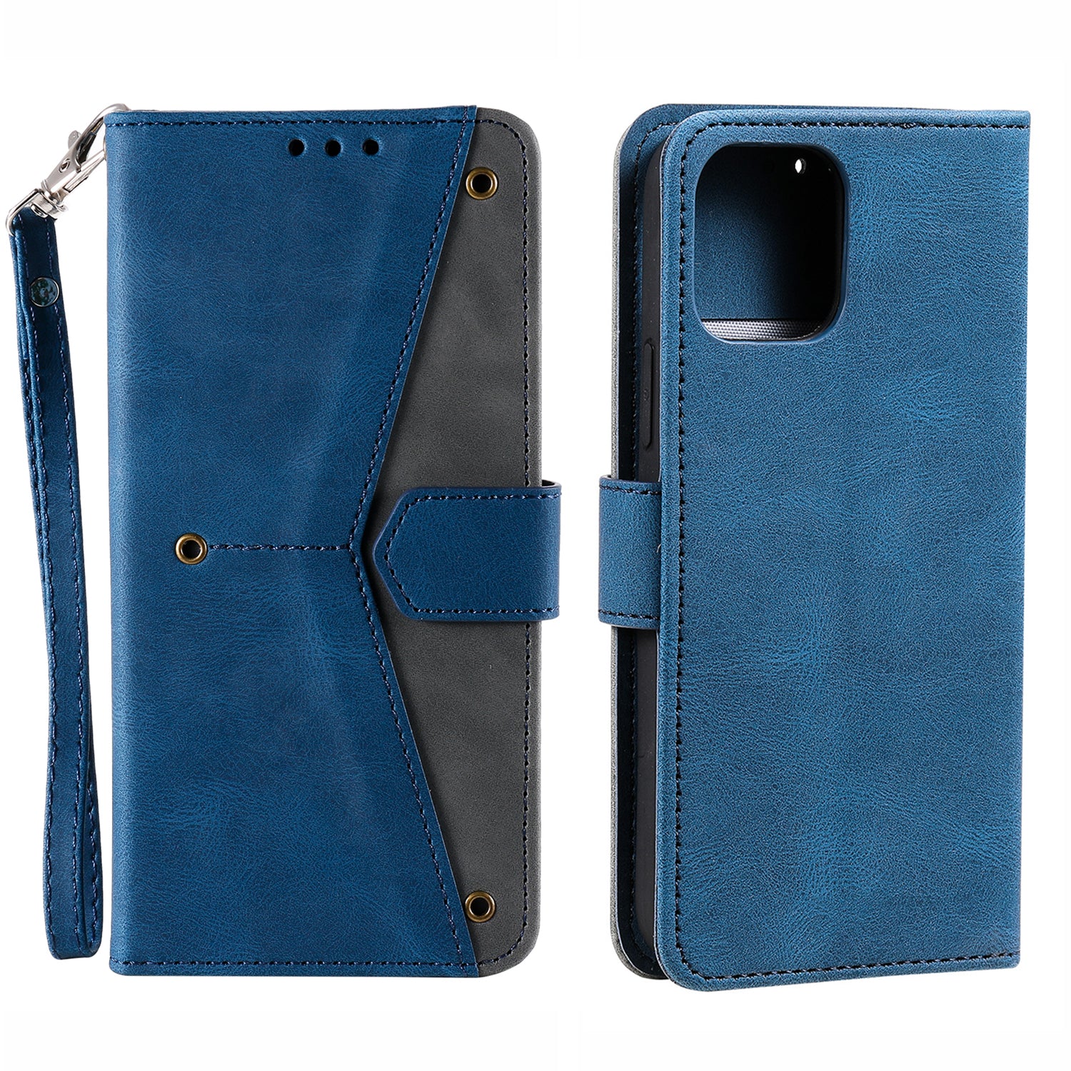 PU Leather Wallet Phone Case Rivet Decor Cover Stand Case Cover for iPhone 13 Pro 6.1 inch