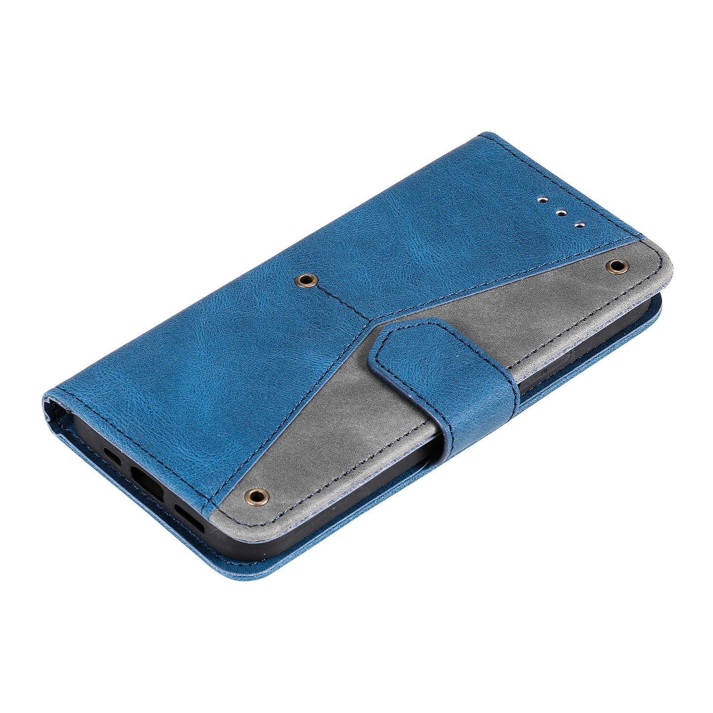 PU Leather Wallet Phone Case Rivet Decor Cover Stand Case Cover for iPhone 13 Pro 6.1 inch