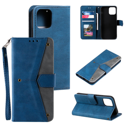 PU Leather Wallet Phone Case Rivet Decor Cover Stand Case Cover for iPhone 13 Pro 6.1 inch