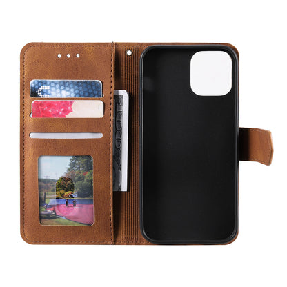 PU Leather Wallet Phone Case Rivet Decor Cover Stand Case Cover for iPhone 13 Pro 6.1 inch