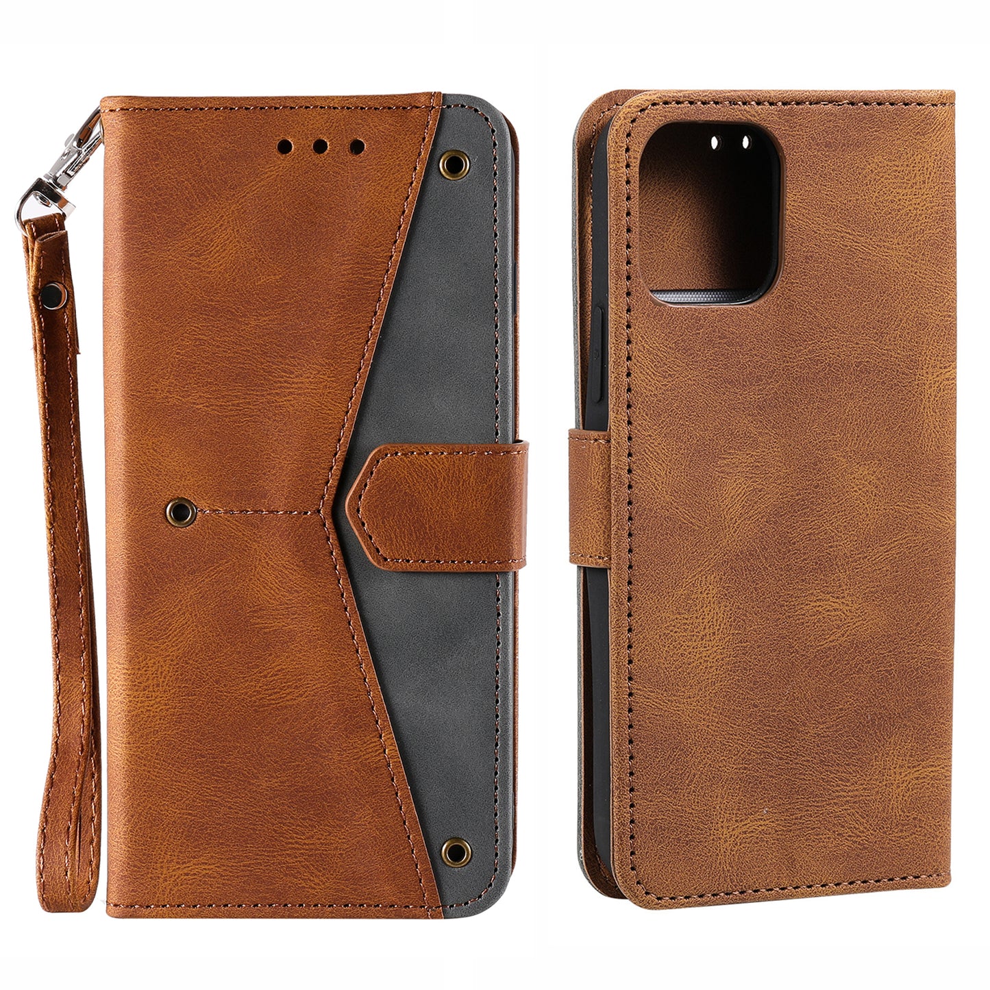PU Leather Wallet Phone Case Rivet Decor Cover Stand Case Cover for 	iPhone 13 Pro Max 6.7 inch