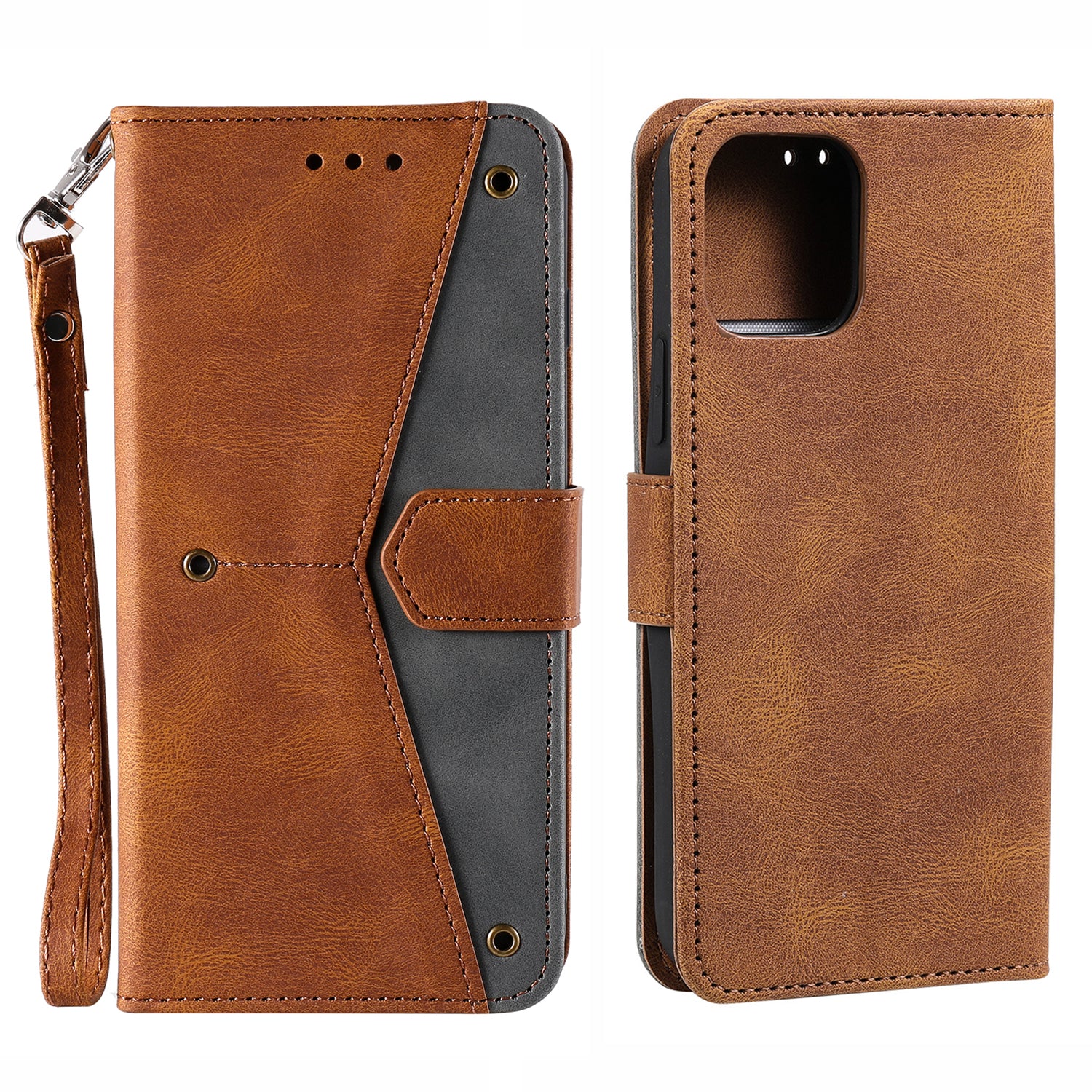 PU Leather Wallet Phone Case Rivet Decor Cover Stand Case Cover for 	iPhone 13 Pro Max 6.7 inch