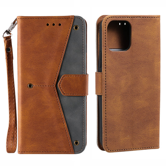 PU Leather Wallet Phone Case Rivet Decor Cover Stand Case Cover for 	iPhone 13 Pro Max 6.7 inch