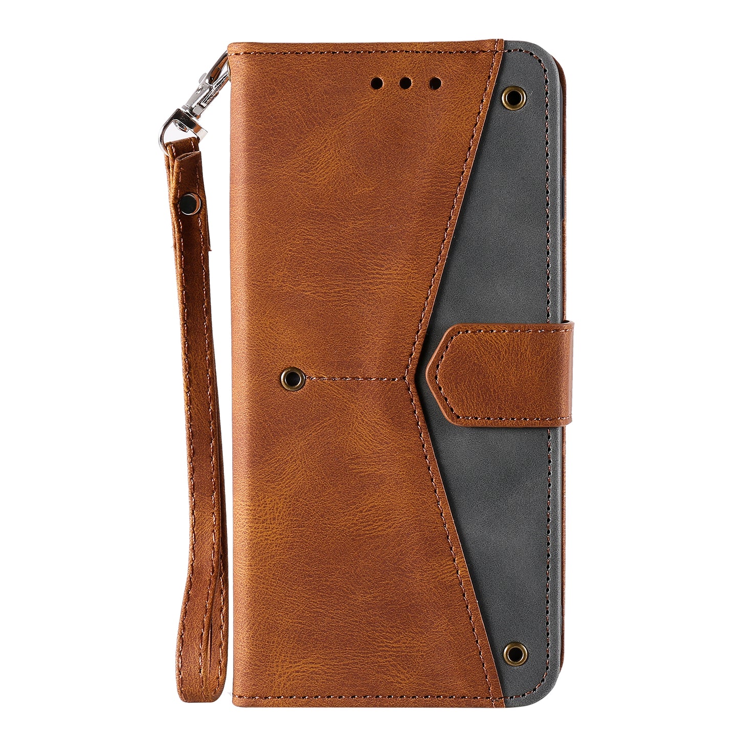 PU Leather Wallet Phone Case Rivet Decor Cover Stand Case Cover for 	iPhone 13 Pro Max 6.7 inch