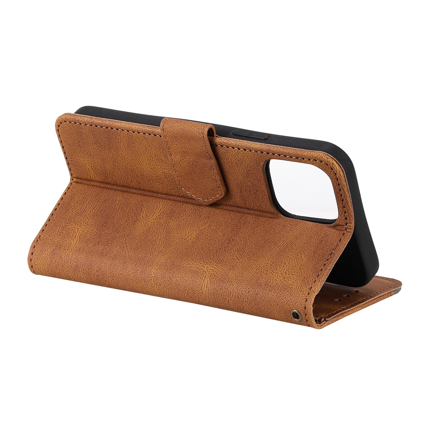 PU Leather Wallet Phone Case Rivet Decor Cover Stand Case Cover for 	iPhone 13 Pro Max 6.7 inch