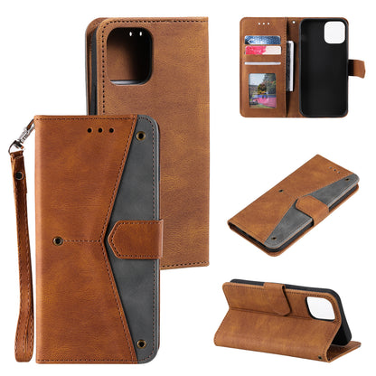 PU Leather Wallet Phone Case Rivet Decor Cover Stand Case Cover for 	iPhone 13 Pro Max 6.7 inch