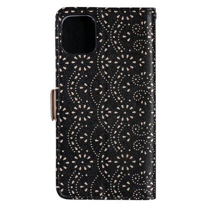 Anti-scratch Zipper Design Lace Flower Leather Case Cover with Wallet for iPhone 13 Pro 6.1 inch