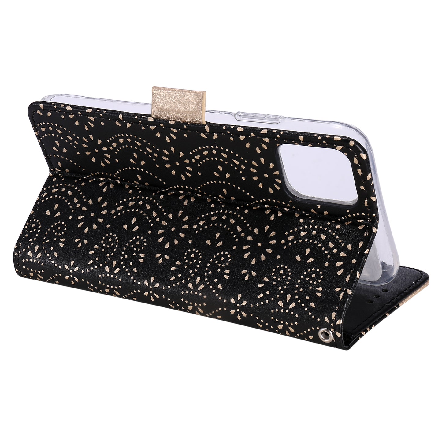 Anti-scratch Zipper Design Lace Flower Leather Case Cover with Wallet for iPhone 13 Pro 6.1 inch