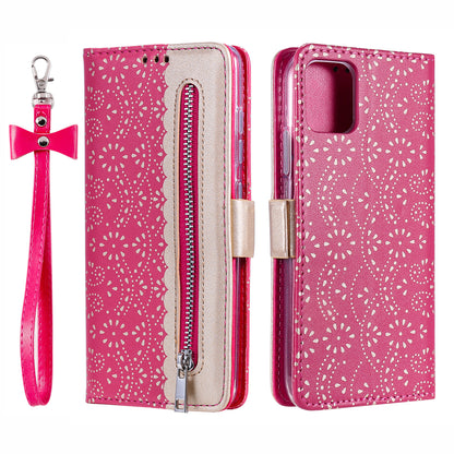 Anti-scratch Zipper Design Lace Flower Leather Case Cover with Wallet for iPhone 13 Pro 6.1 inch