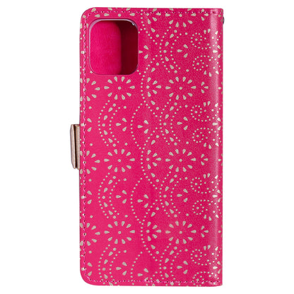 Anti-scratch Zipper Design Lace Flower Leather Case Cover with Wallet for iPhone 13 Pro 6.1 inch