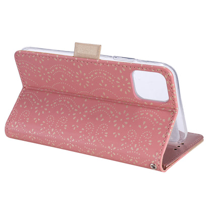 Anti-scratch Zipper Design Lace Flower Leather Case Cover with Wallet for iPhone 13 Pro 6.1 inch
