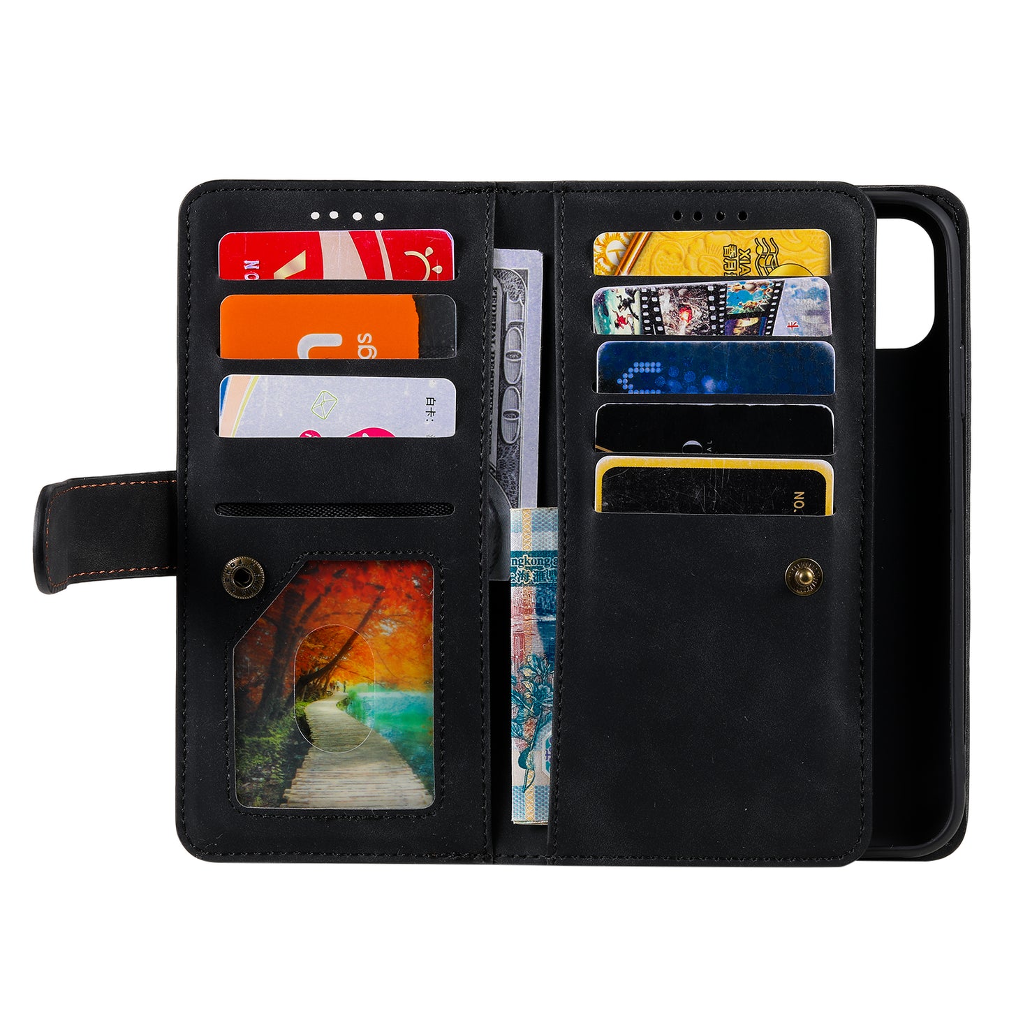 9 Card Slots Wallet Design Full Protection Phone Stand Case Cover for iPhone 13 Pro Max 6.7 inch