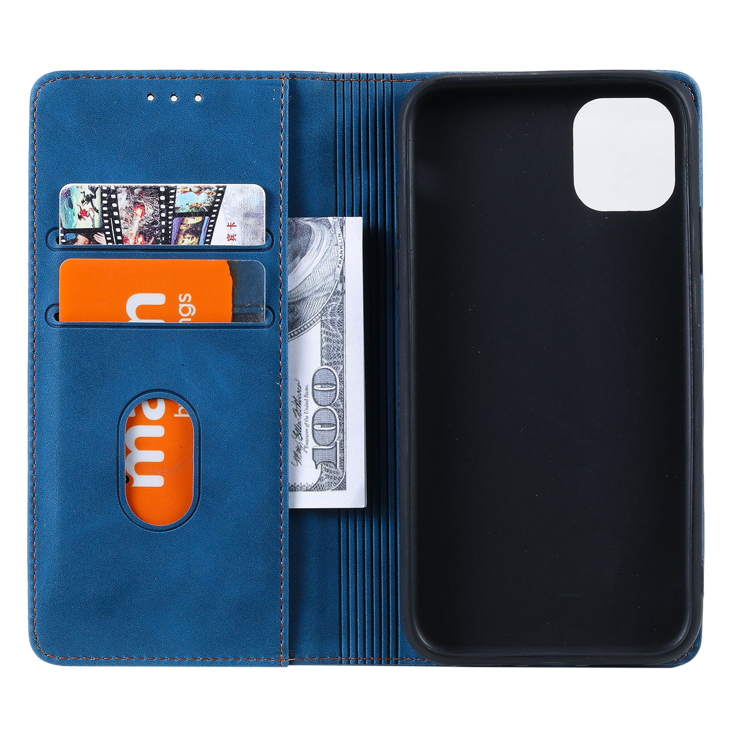 001 Series Auto-absorbed Skin-touch Feeling Leather Full-Protection Phone Case with Stand Design for iPhone 13 Pro 6.1 inch
