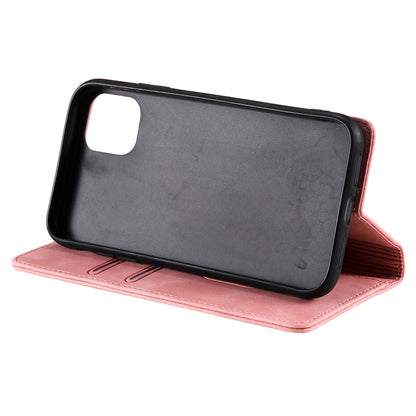 001 Series Auto-absorbed Skin-touch Feeling Leather Full-Protection Phone Case with Stand Design for iPhone 13 Pro 6.1 inch