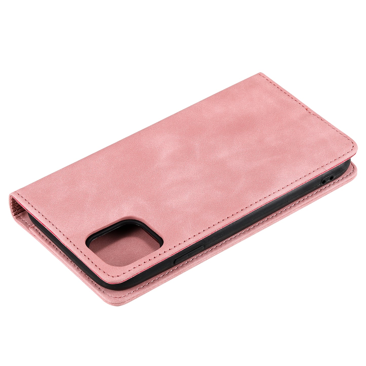 001 Series Auto-absorbed Skin-touch Feeling Leather Full-Protection Phone Case with Stand Design for iPhone 13 Pro 6.1 inch