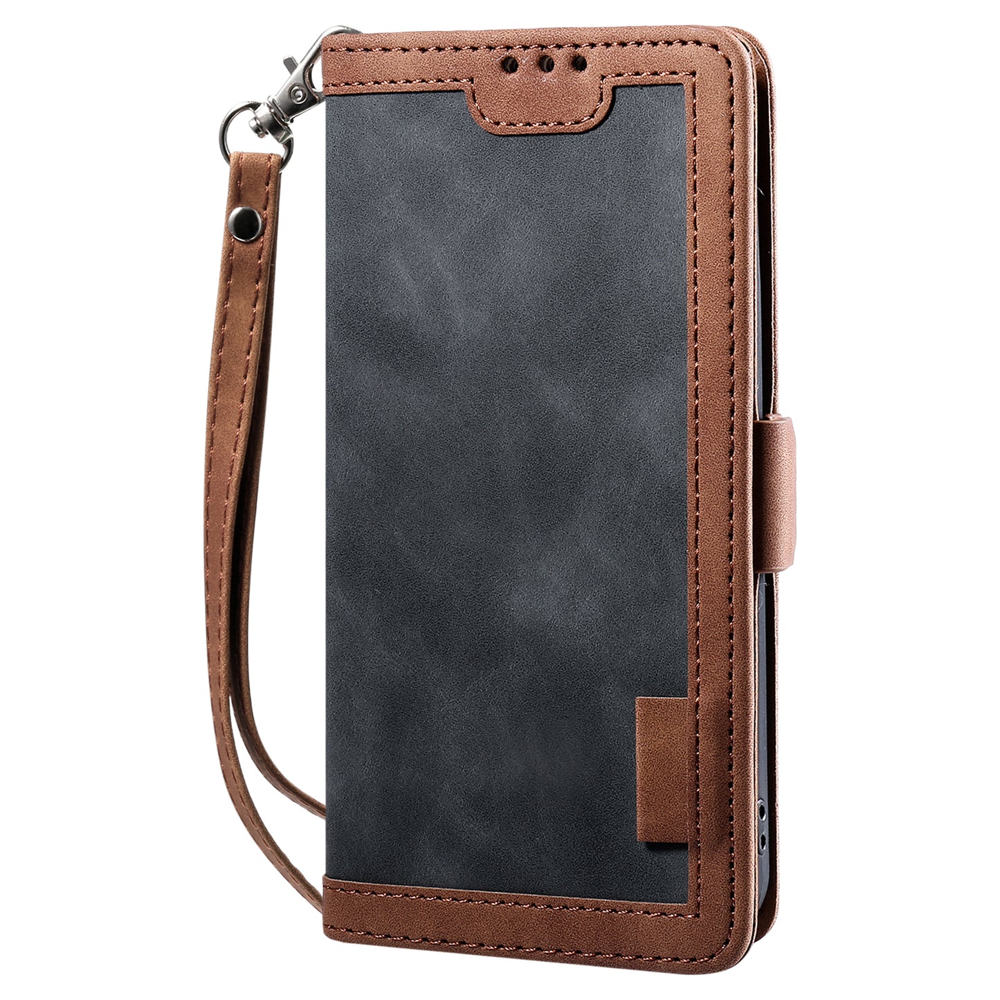 Retro Style Full Protection Splicing Leather Phone Case with Card Slots and Photo Slot for iPhone 13 6.1 inch