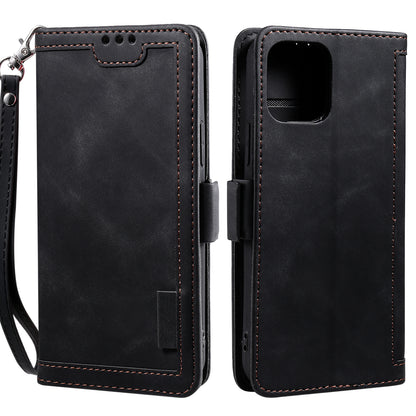Retro Style Full Protection Splicing Leather Phone Case with Card Slots and Photo Slot for iPhone 13 6.1 inch