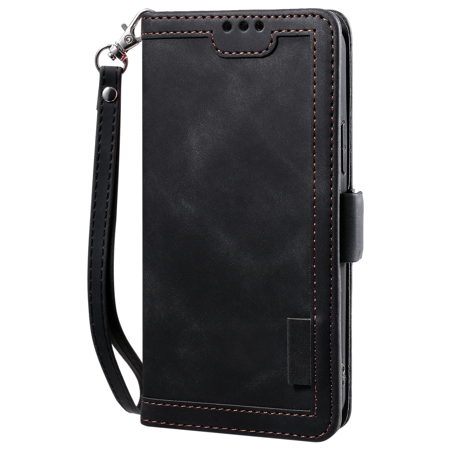 Retro Style Full Protection Splicing Leather Phone Case with Card Slots and Photo Slot for iPhone 13 6.1 inch