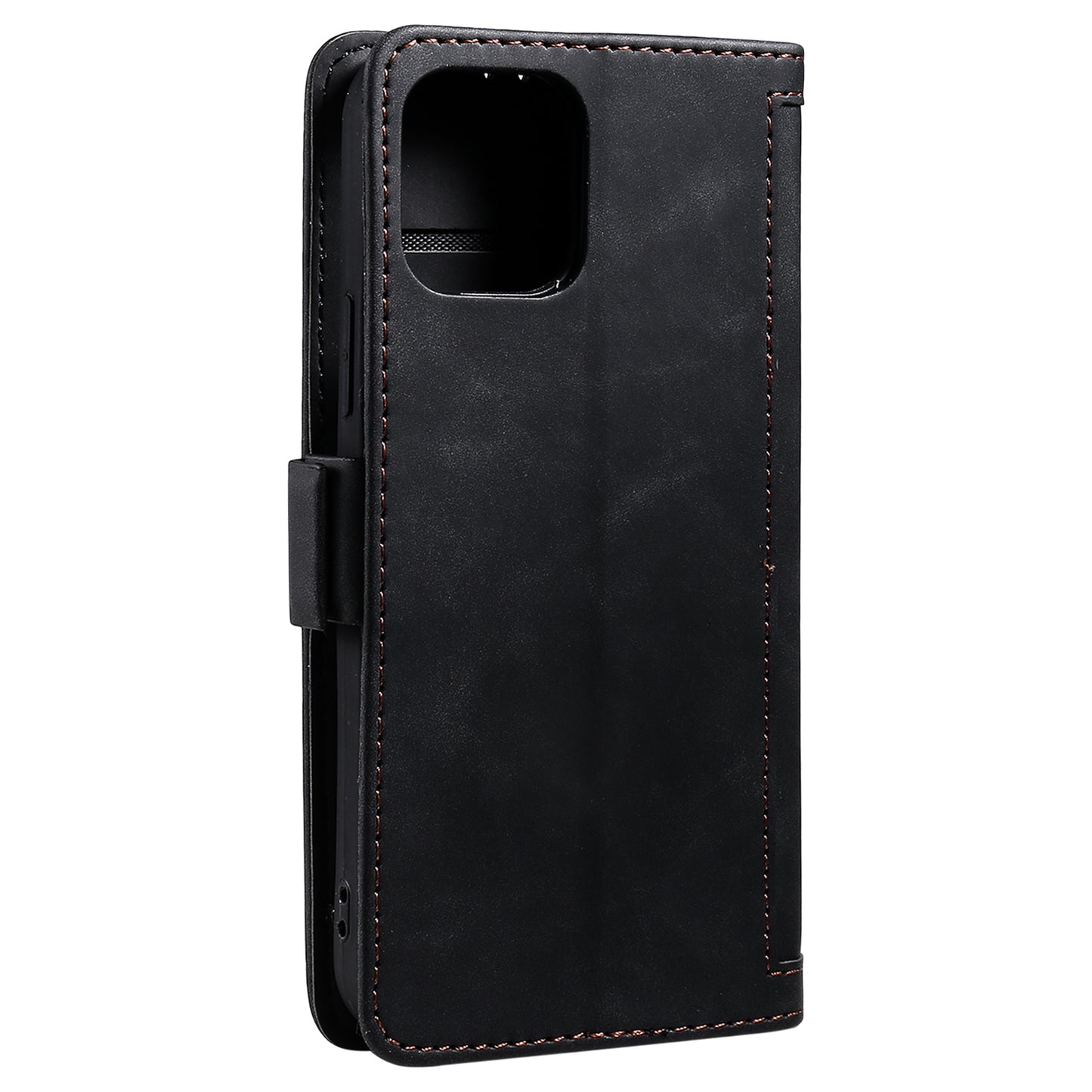 Retro Style Full Protection Splicing Leather Phone Case with Card Slots and Photo Slot for iPhone 13 6.1 inch