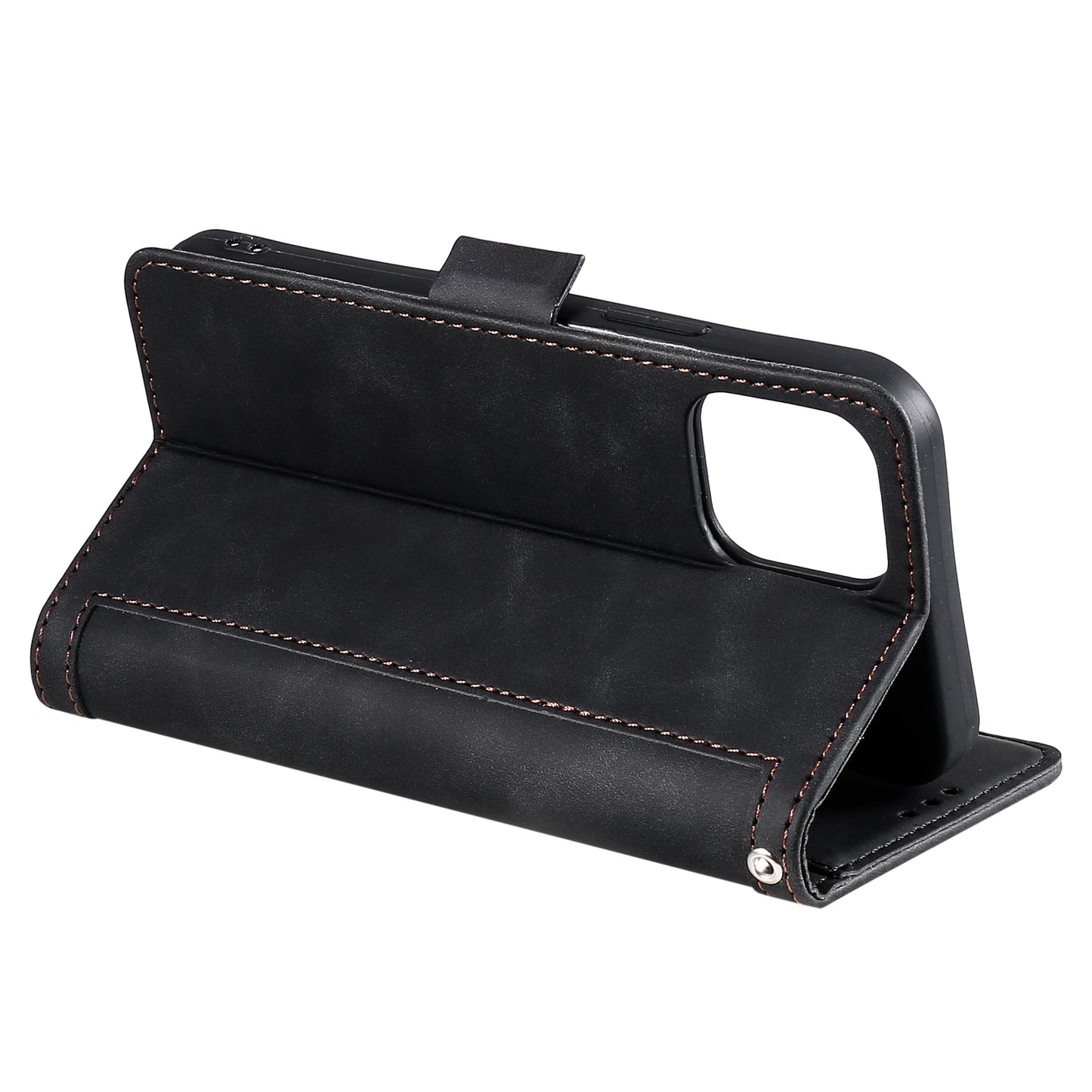 Retro Style Full Protection Splicing Leather Phone Case with Card Slots and Photo Slot for iPhone 13 6.1 inch