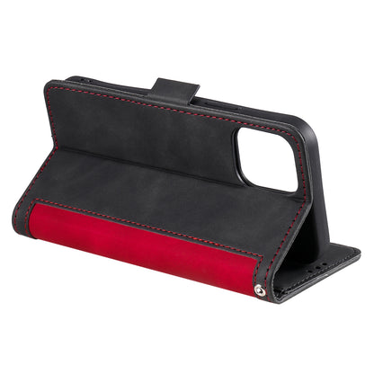 Retro Style Full Protection Splicing Leather Phone Case with Card Slots and Photo Slot for iPhone 13 6.1 inch