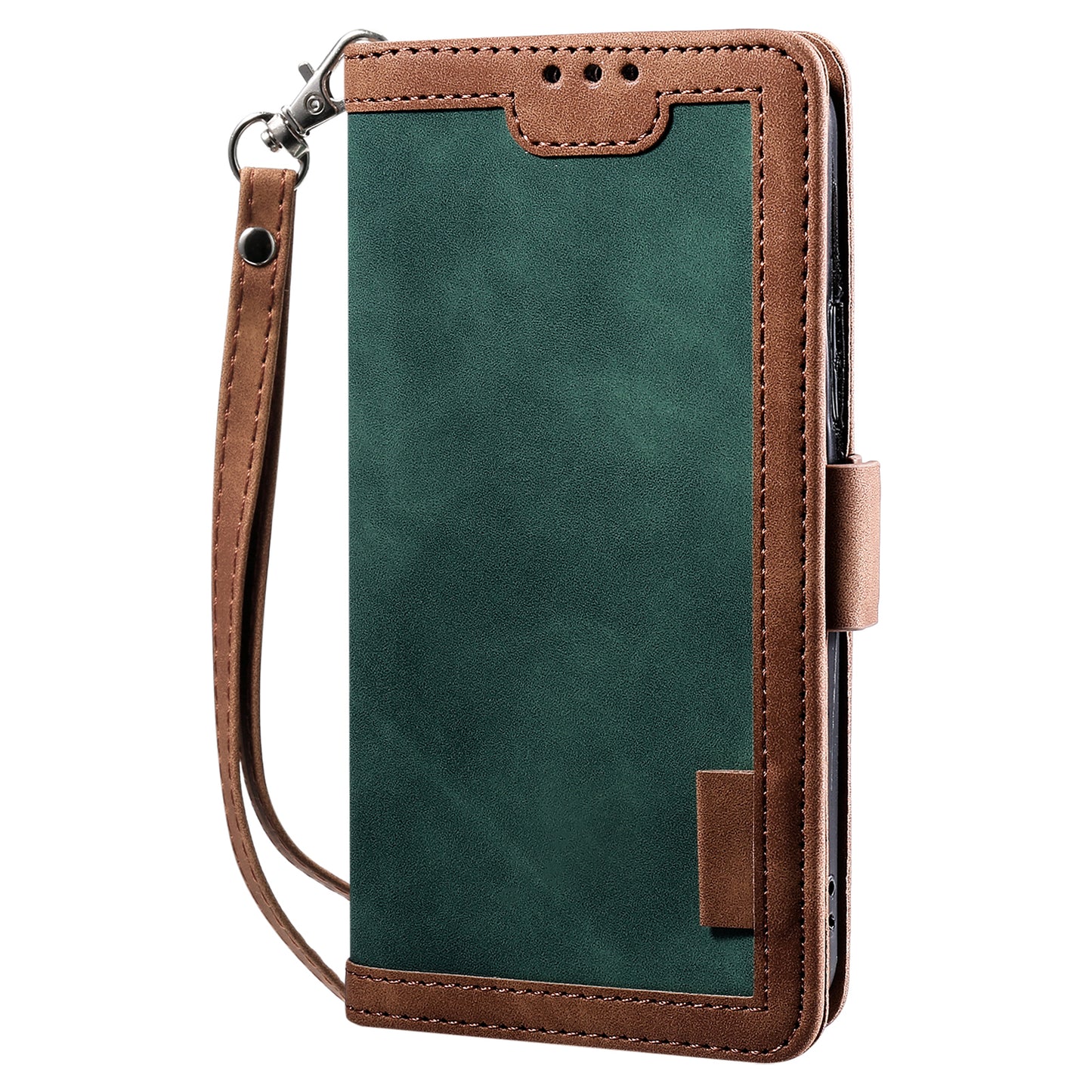 Retro Style Full Protection Splicing Leather Phone Case with Card Slots and Photo Slot for iPhone 13 6.1 inch