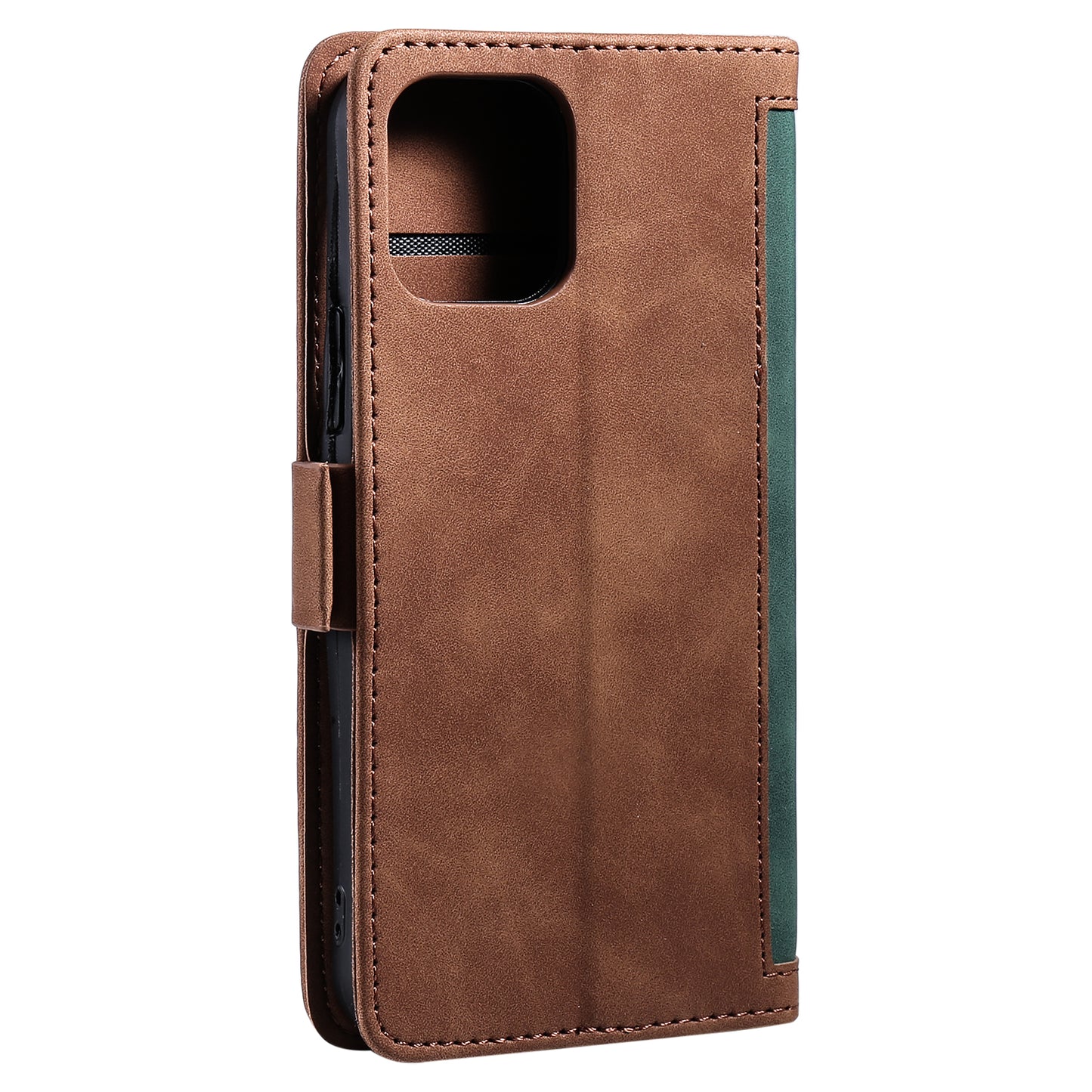 Retro Style Full Protection Splicing Leather Phone Case with Card Slots and Photo Slot for iPhone 13 6.1 inch