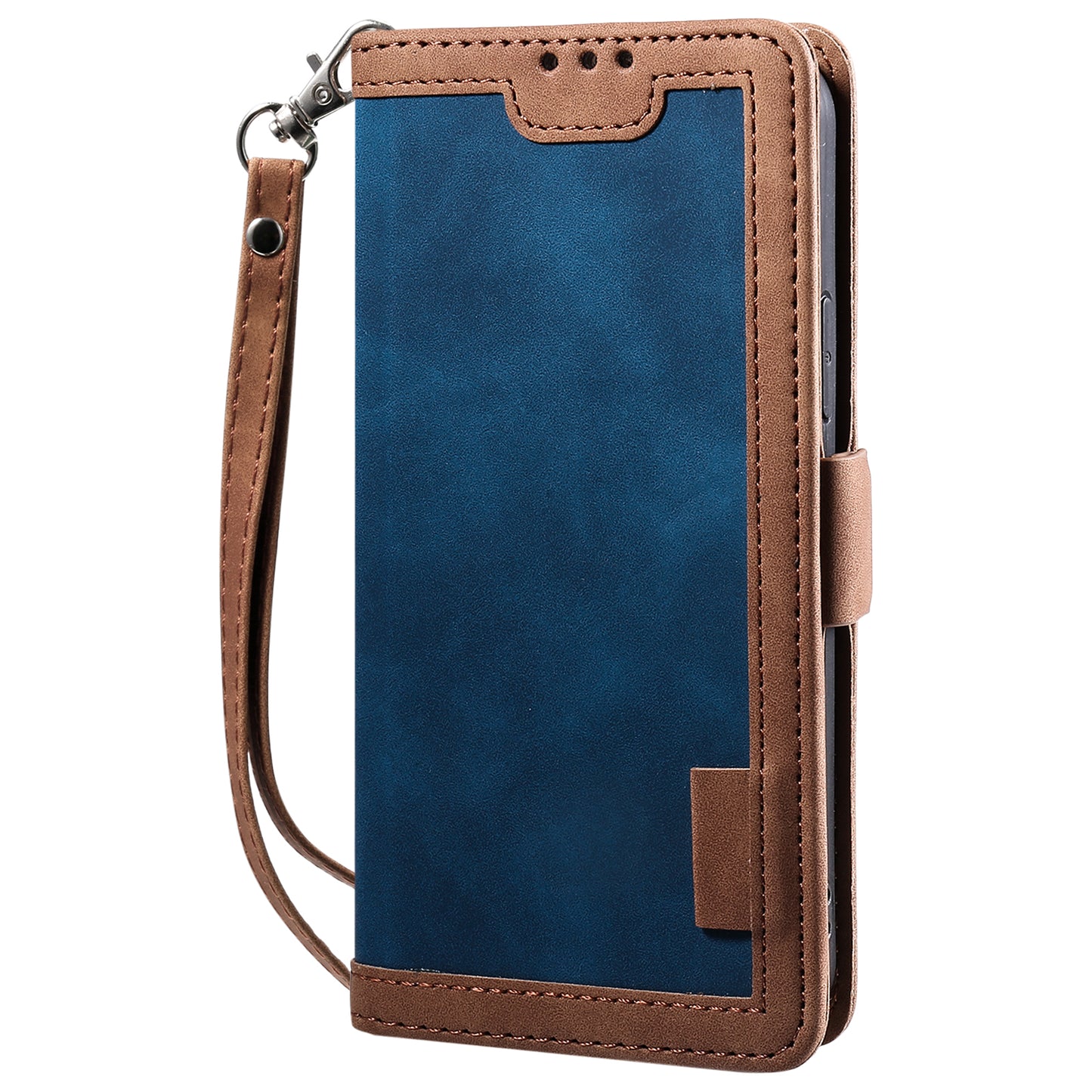 Retro Style Full Protection Splicing Leather Phone Case with Card Slots and Photo Slot for iPhone 13 6.1 inch