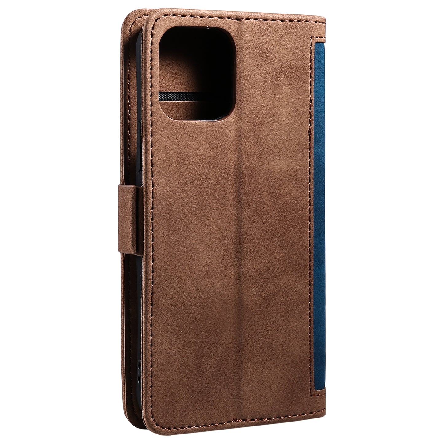 Retro Style Full Protection Splicing Leather Phone Case with Card Slots and Photo Slot for iPhone 13 6.1 inch