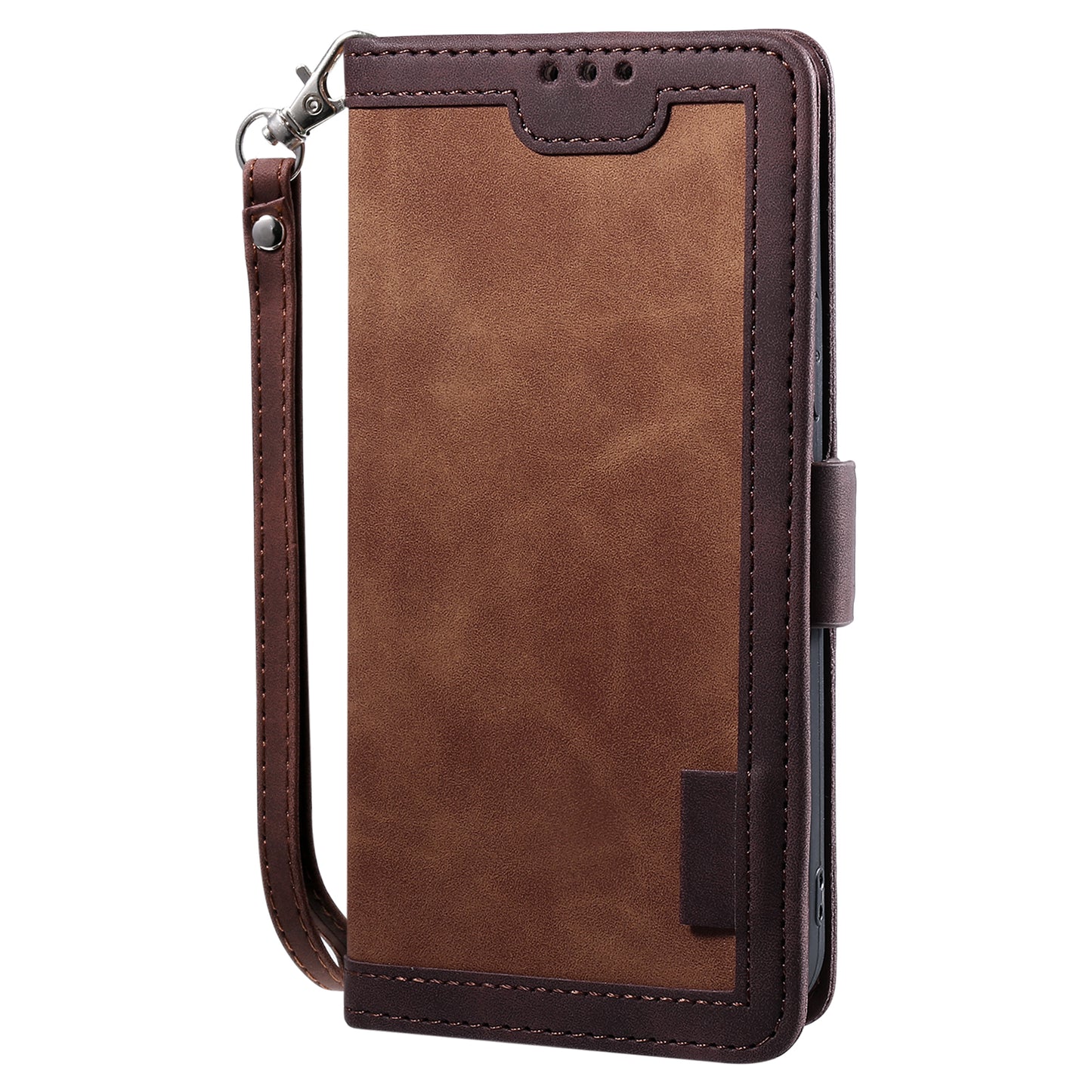 Retro Style Full Protection Splicing Leather Phone Case with Card Slots and Photo Slot for iPhone 13 6.1 inch