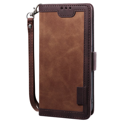 Retro Style Full Protection Splicing Leather Phone Case with Card Slots and Photo Slot for iPhone 13 6.1 inch