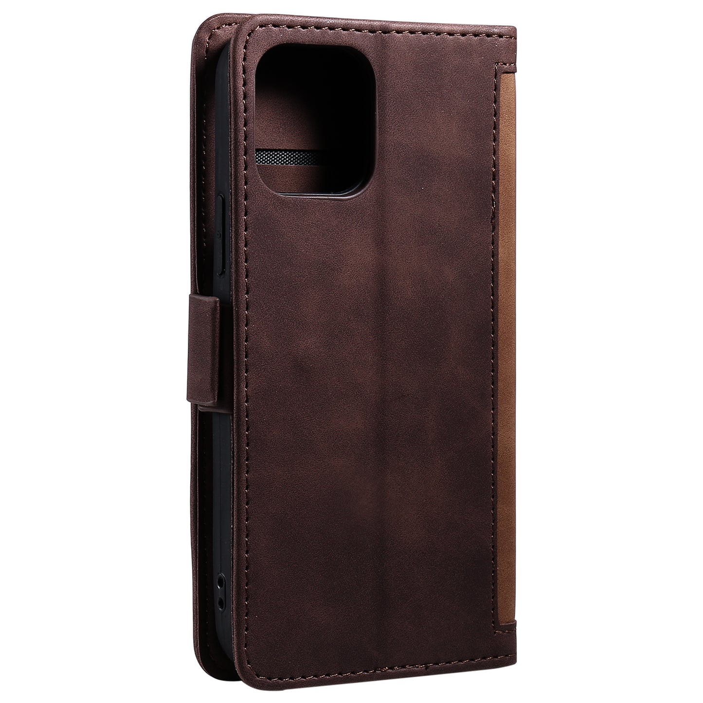Retro Style Full Protection Splicing Leather Phone Case with Card Slots and Photo Slot for iPhone 13 6.1 inch